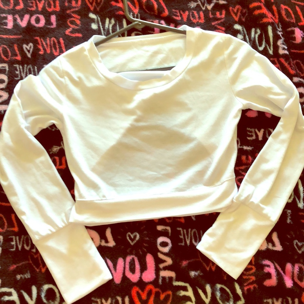 white crop top with cut out back